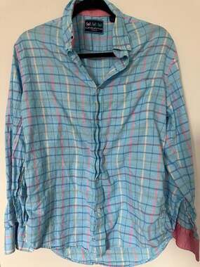 Charleston Threads Blue Pink Plaid Long Sleeve Button-Down Shirt